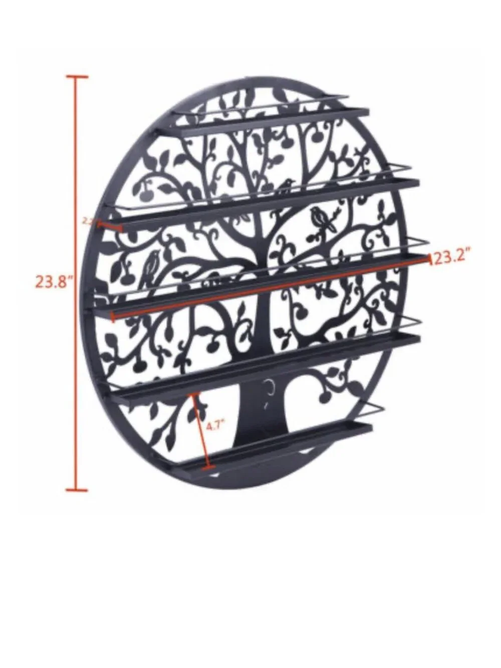 Round Metal Tree Design Wall Shelf 23.8